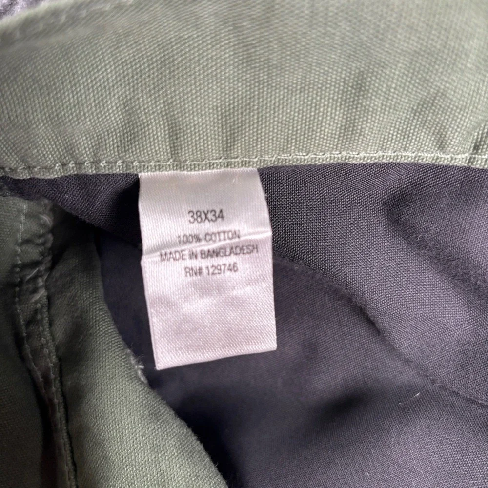 Blue Mountains Canvas Pants Mens 39x33 (Tag 38x34) Green Workwear Utility Earthy